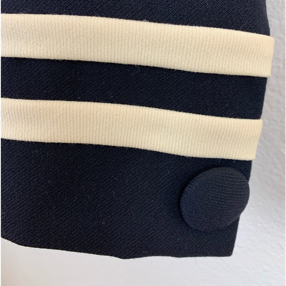 Vintage Rodney Vaughn SZ 4 Telford Black Cream Striped Sailor Collar Wool Jacket - Picture 6 of 10